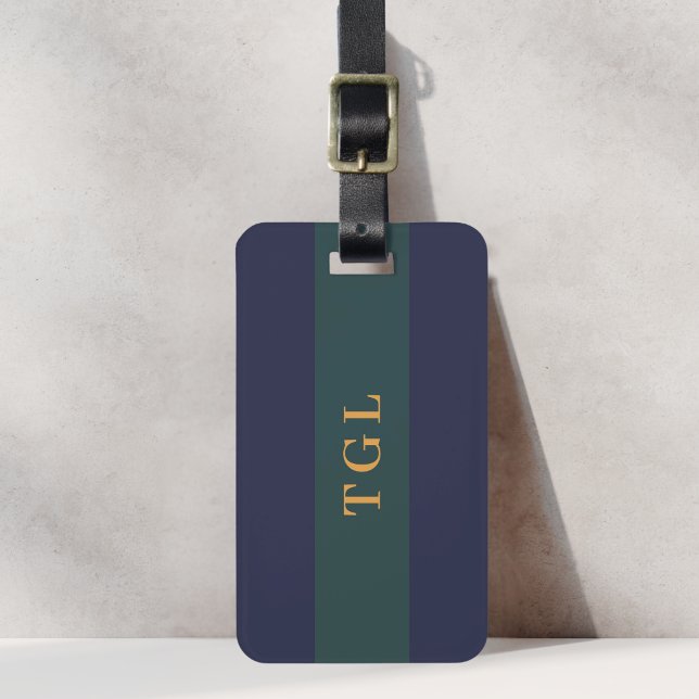 Modern Colour Block Custom Monogram Luggage Tag (Creator Uploaded)