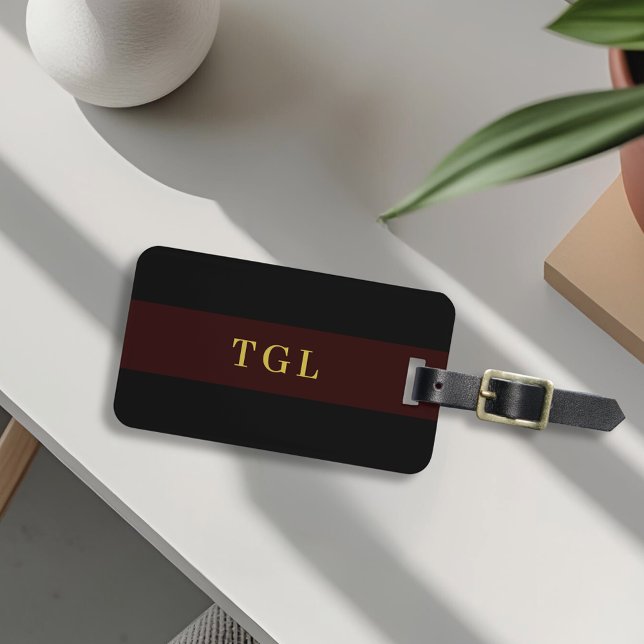 Modern Colour Block Custom Monogram Luggage Tag (Creator Uploaded)