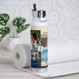 Modern Colour block Family Photo Collage Water Bot Water Bottle