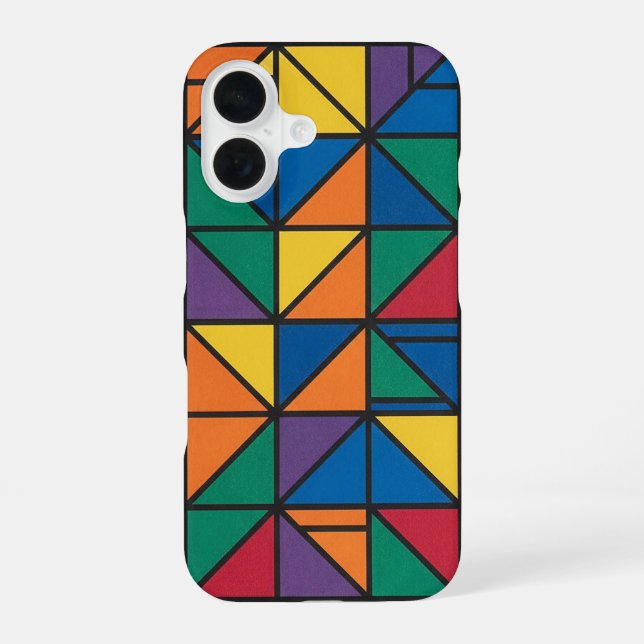 Modern colour block geometric pattern design 60 iPhone 16 case (Back)