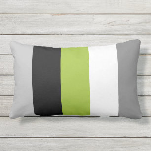 Modern Colour Block Lime Green Grey Black Outdoor Lumbar Pillow