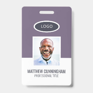 Modern Colour Block Logo Employee Name Barcode Badge