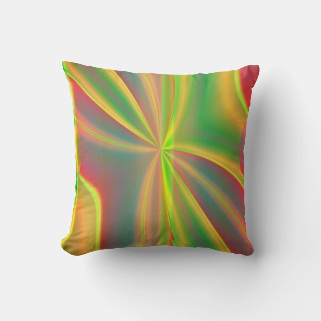 Modern Colour Block metallic lemon neon green Throw Pillow (Front)