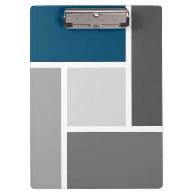 Modern Colour Block Mosaic Ocean Blue Grey White Clipboard (Front)