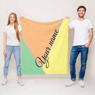 Modern Colour Block Pastel Mint & Peach Custom Nam Fleece Blanket