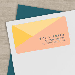 Modern Colour Block Pastel Orange and Peach Addres Label