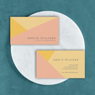 Modern Colour Block Pastel Orange and Peach Business Card