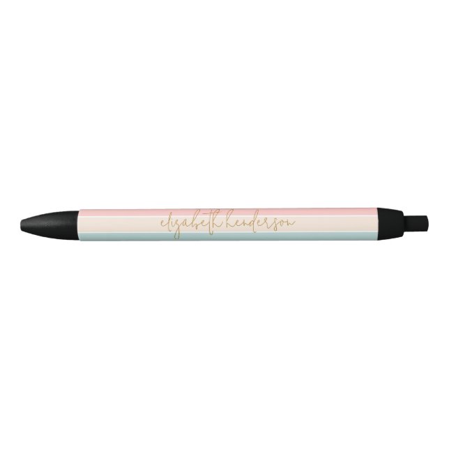 Modern Colour Block Pastel Stripe Black Ink Pen (Front)