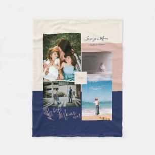 Modern Colour block Photo Collage for Mom Fleece Blanket