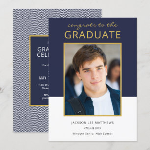 Modern Colour Block Photo Graduation Celebration Invitation