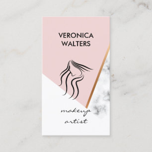 Modern Colour Block   Pink   Marble Business Card