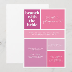 Modern Colour Block Pink Purple Bridal Shower Invitation