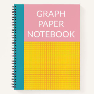 Modern Colour Block Pink Yellow Aqua Graph Paper Notebook