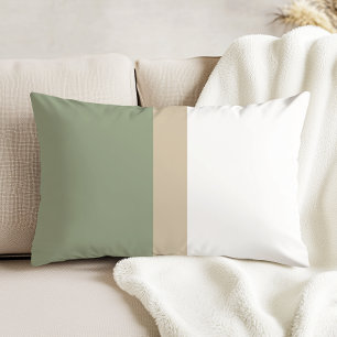 Modern Colour Block Sage Green Beige White Accent Pillow
