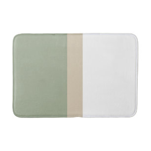 Modern Colour Block Sage Green Beige White Bath Mat
