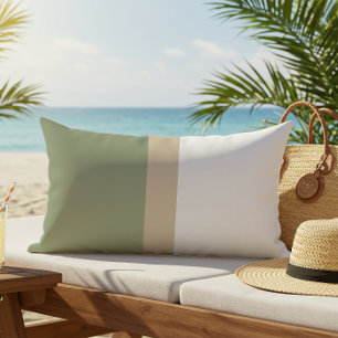 Modern Colour Block Sage Green Beige White Lumbar Pillow