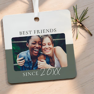 Modern Colour Block "Since" Year Best Friends Metal Ornament