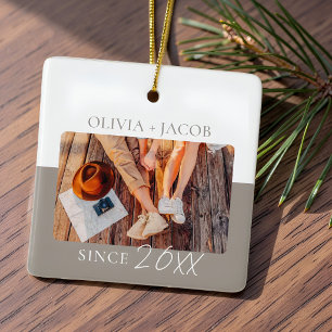 Modern Colour Block "Since" Year Couple Keepsake Ceramic Ornament