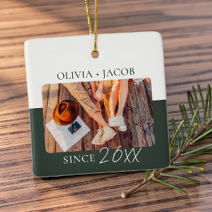 Modern Colour Block "Since" Year Couple Keepsake Ceramic Ornament