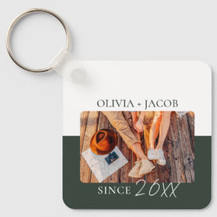 Modern Colour Block "Since" Year Couple Keepsake Keychain
