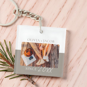 Modern Colour Block "Since" Year Couple Keepsake Keychain