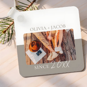 Modern Colour Block "Since" Year Couple Keepsake Keychain