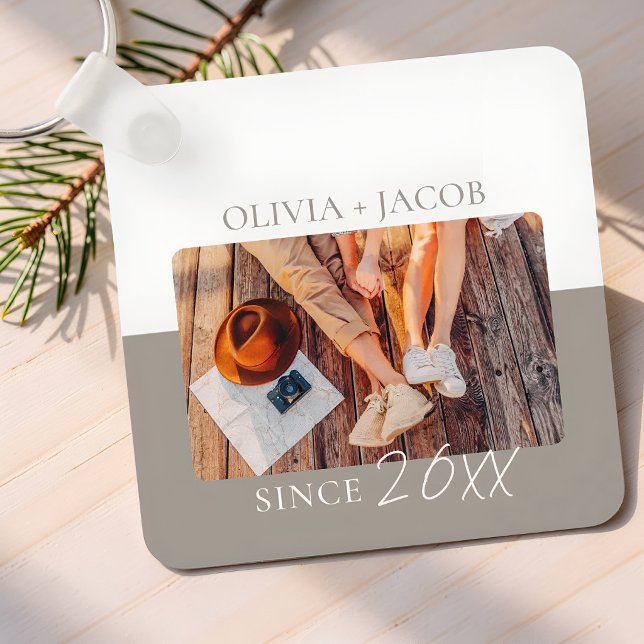 Modern Colour Block "Since" Year Couple Keepsake Keychain (Creator Uploaded)