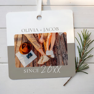 Modern Colour Block "Since" Year Couple Keepsake Metal Ornament