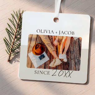 Modern Colour Block "Since" Year Couple Keepsake Metal Ornament