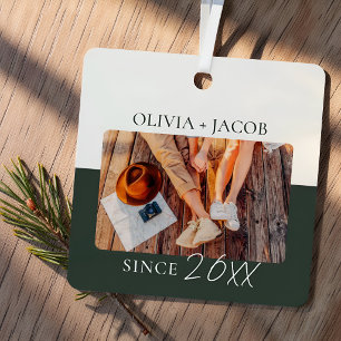 Modern Colour Block "Since" Year Couple Keepsake Metal Ornament