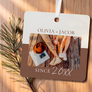 Modern Colour Block "Since" Year Couple Keepsake Metal Ornament