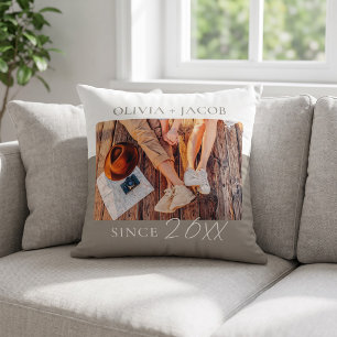 Modern Colour Block "Since" Year Couple Keepsake Throw Pillow