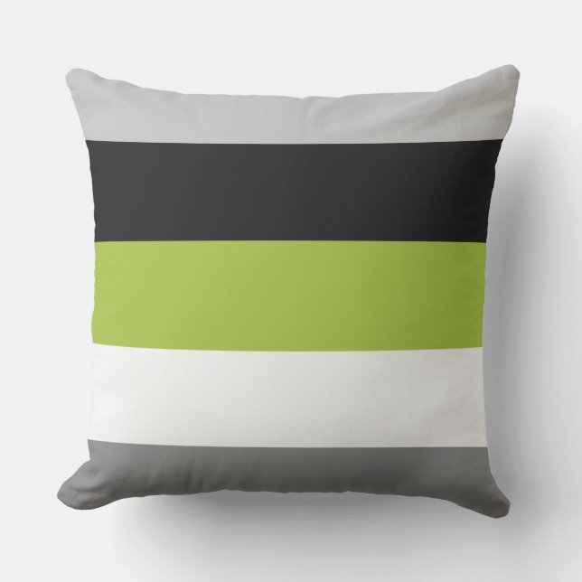 Modern Colour Block Stripes Lime Green Grey Black Outdoor Pillow (Front)
