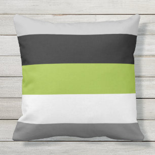 Modern Colour Block Stripes Lime Green Grey Black Outdoor Pillow