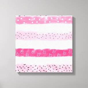 modern colour block stripes white pink brushstroke canvas print