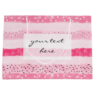 modern colour block stripes white pink brushstroke large gift bag
