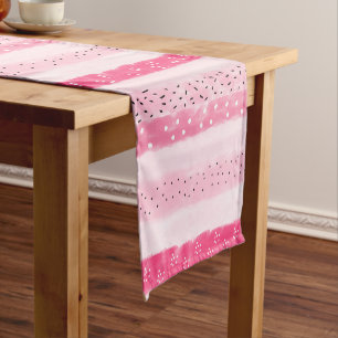 modern colour block stripes white pink short table runner
