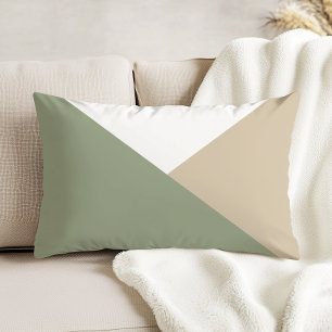 Modern Colour Block Triangles Sage Green Beige Accent Pillow