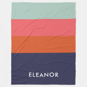 Modern Colour Block Wide Stripes Personalized Fleece Blanket
