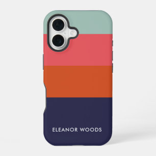 Modern Colour Block Wide Stripes Personalized iPhone 16 Case