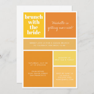 Modern Colour Block Yellow Orange Bridal Shower Invitation