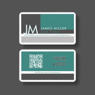 Modern Colour Blocks Green Grey White Business Card