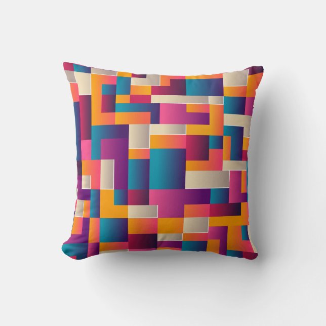 Modern Colour Blocks Throw Pillow (Front)