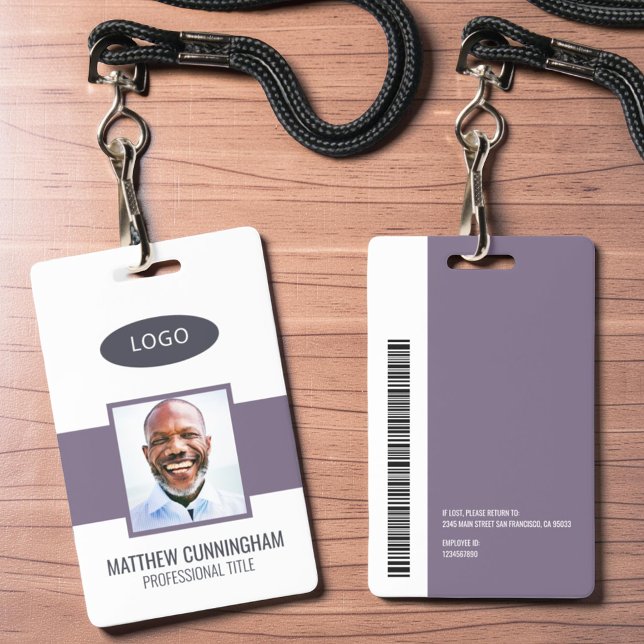 Modern Colour Custom Logo Employee Name Barcode Badge (Creator Uploaded)