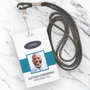 Modern Colour Custom Logo Employee Name Barcode Badge