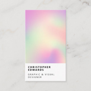 Modern colour holographic gradient white minimalis business card