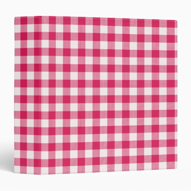 Modern Colour Magenta Gingham Pattern Binder (Front/Spine)