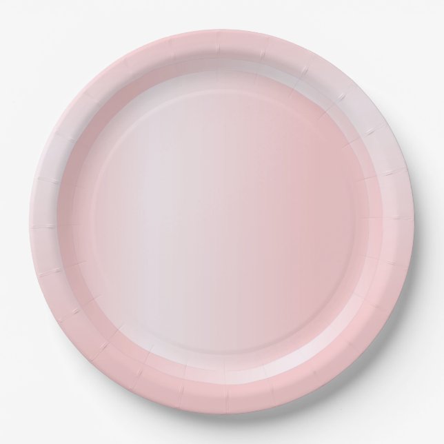 Modern Colour Pink Rose Gold Trendy Template Paper Plate (Front)