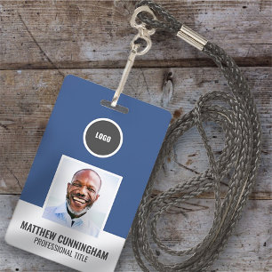 Modern Colour Round Logo Employee Name Barcode Badge