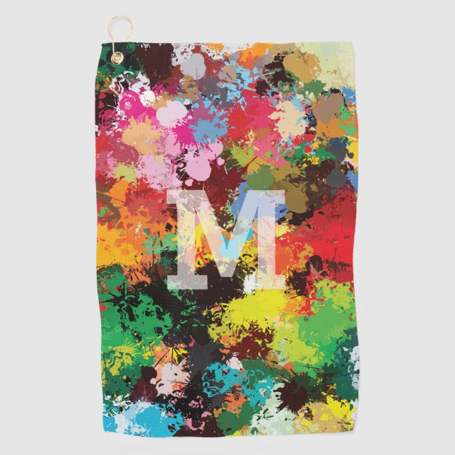Modern Colour Splat Abstract Art. Golf Towel (Front)